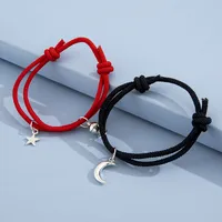 Foreign Ornament Simple Star Moon Couple Girlfriends Handmade Rope Adjustable Magnet Magnetic Bracelet main image 5