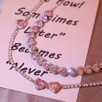 Light Luxury Heavy Industry High-end Clavicle Chain Female Summer Sweet Pink Love Pull Choker Necklace Full Zircon Necklace main image 3