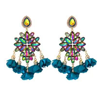New Bohemian Color Diamond Flower Earrings Personalized Wholesale main image 1