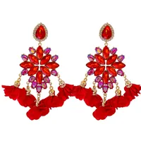 New Bohemian Color Diamond Flower Earrings Personalized Wholesale sku image 1