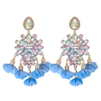 New Bohemian Color Diamond Flower Earrings Personalized Wholesale sku image 3