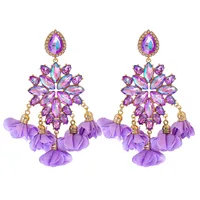 New Bohemian Color Diamond Flower Earrings Personalized Wholesale sku image 4