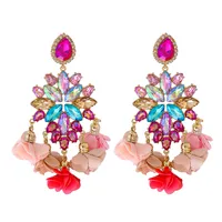New Bohemian Color Diamond Flower Earrings Personalized Wholesale sku image 7