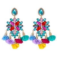 New Bohemian Color Diamond Flower Earrings Personalized Wholesale sku image 8