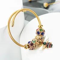 Fashion 304 Stainless Steel Alloy Gold Plated Rhinestones Bracelets In Bulk main image 4