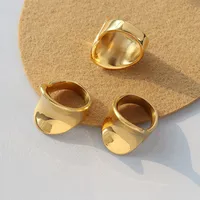 Popular Geometric Shaped Irregularly Exaggerated Ring Niche Titanium Steel Plated 18k Gold Ring main image 1