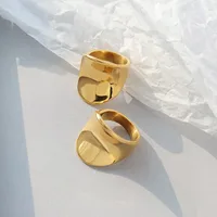 Popular Geometric Shaped Irregularly Exaggerated Ring Niche Titanium Steel Plated 18k Gold Ring main image 2