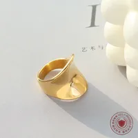 Popular Geometric Shaped Irregularly Exaggerated Ring Niche Titanium Steel Plated 18k Gold Ring main image 3