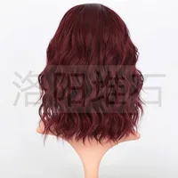 European And American Ladies Wig Short Curly Hair Wine Red Bangs Wigs Women's Shoulder Curly Hair Korean Style Spot One Piece Dropshipping main image 3