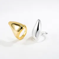 18K Gold Plated Silver Plated 925 Sterling Silver No Inlaid Geometric Wide Band Rings Open Rings Rings main image 1