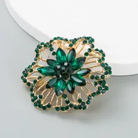European And American Creative Fashion Color Rhinestone Alloy Hollow Flower Brooch sku image 2