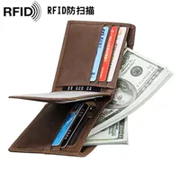Leather Men's Wallet Rfid Crazy Horse Cowhide Short Wallet Anti-degaussing Retro Casual Coin Purse main image 2