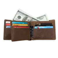 Leather Men's Wallet Rfid Crazy Horse Cowhide Short Wallet Anti-degaussing Retro Casual Coin Purse main image 4