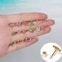 Moon Green Zircon Screw Ball Piercing Ear Bone Earring main image 1