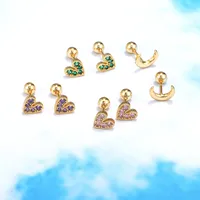 Moon Green Zircon Screw Ball Piercing Ear Bone Earring main image 2