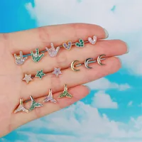 Moon Green Zircon Screw Ball Piercing Ear Bone Earring main image 3