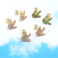 Moon Green Zircon Screw Ball Piercing Ear Bone Earring main image 4