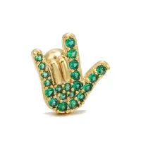 Moon Green Zircon Screw Ball Piercing Ear Bone Earring main image 5
