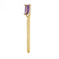 Geometric Rectangular Zircon Earrings Twisting Ball Piercing Studs main image 5