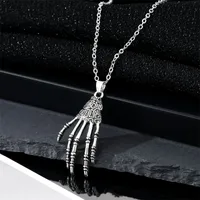 Retro Goth Punk Skull Palm Big Pendant Earrings Necklace main image 2