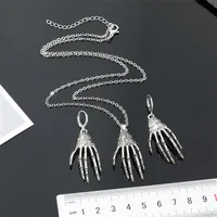 Retro Goth Punk Skull Palm Big Pendant Earrings Necklace main image 4