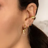 European And American Star Moon Cross Geometric Earrings Diamond Ear Buckle main image 2