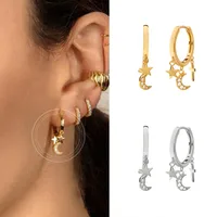 European And American Star Moon Cross Geometric Earrings Diamond Ear Buckle main image 4