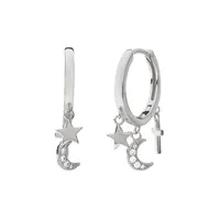 European And American Star Moon Cross Geometric Earrings Diamond Ear Buckle main image 5