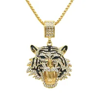 Creative New Product Full Rhinestone Three-dimensional Tiger Head Pendant Necklace main image 1