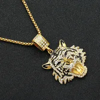 Creative New Product Full Rhinestone Three-dimensional Tiger Head Pendant Necklace main image 3
