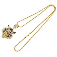 Creative New Product Full Rhinestone Three-dimensional Tiger Head Pendant Necklace main image 5