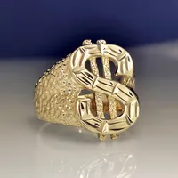 Retro 18k Yellow Gold Plated Men's Car Flower Ring main image 2