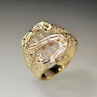 Retro 18k Yellow Gold Plated Men's Car Flower Ring main image 3