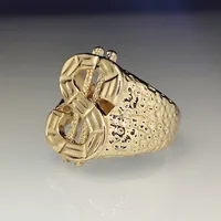 Retro 18k Yellow Gold Plated Men's Car Flower Ring main image 4