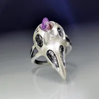Retro Amethyst Bird Skeleton Skull Ring Wholesale main image 3