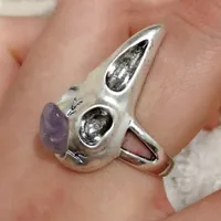 Retro Amethyst Bird Skeleton Skull Ring Wholesale main image 4
