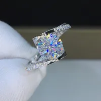 Retro Super Flashing Hearts Arrows Zircon Carat Imitation Moissan Diamond Copper Ring main image 1