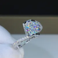 Retro Super Flashing Hearts Arrows Zircon Carat Imitation Moissan Diamond Copper Ring main image 2