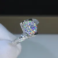 Retro Super Flashing Hearts Arrows Zircon Carat Imitation Moissan Diamond Copper Ring main image 3