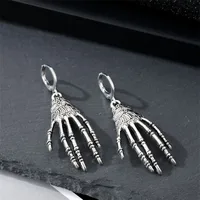 Retro Goth Punk Skull Palm Big Pendant Earrings Necklace sku image 2