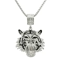 Creative New Product Full Rhinestone Three-dimensional Tiger Head Pendant Necklace sku image 2