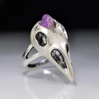 Retro Amethyst Bird Skeleton Skull Ring Wholesale sku image 1