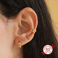 Piercing Jewelry Sterling Silver Inlaid Colorful Zircon Geometric Earrings main image 3