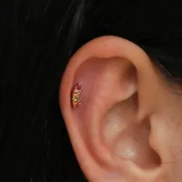 Piercing Jewelry Sterling Silver Inlaid Colorful Zircon Geometric Earrings main image 4