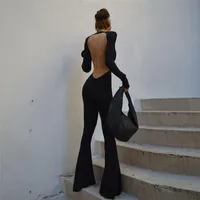 Women's Streetwear Spandex Polyester Backless Casual Pants Jumpsuits main image 4