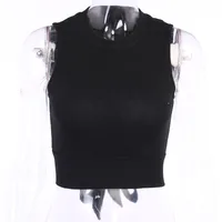 Halter Cross Strap Bow Tie Sleeveless Pullover Round Neck Vest sku image 4