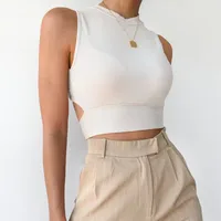 Halter Cross Strap Bow Tie Sleeveless Pullover Round Neck Vest sku image 12