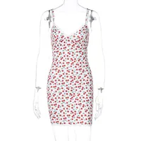 2021 New Autumn Sexy V-neck Lace Suspenders Printed Dress Fashion Wholesale sku image 2
