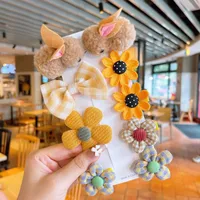 Children's Hair Accessories Cute Duckbill Clip Plush Rabbit Female Cartoon Hair Clip sku image 1