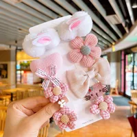 Children's Hair Accessories Cute Duckbill Clip Plush Rabbit Female Cartoon Hair Clip sku image 3